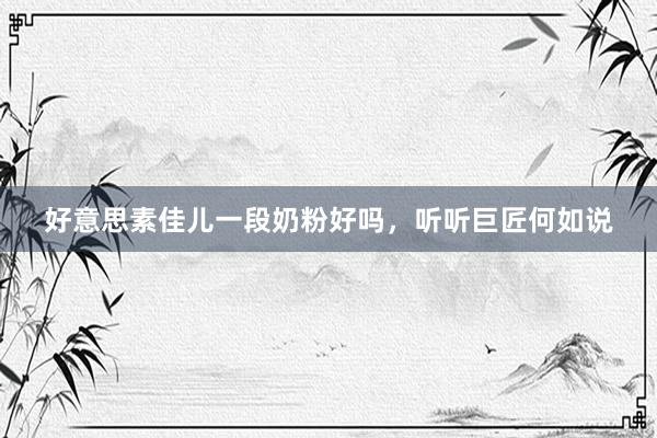 好意思素佳儿一段奶粉好吗，听听巨匠何如说