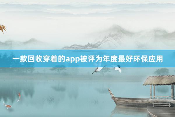 一款回收穿着的app被评为年度最好环保应用
